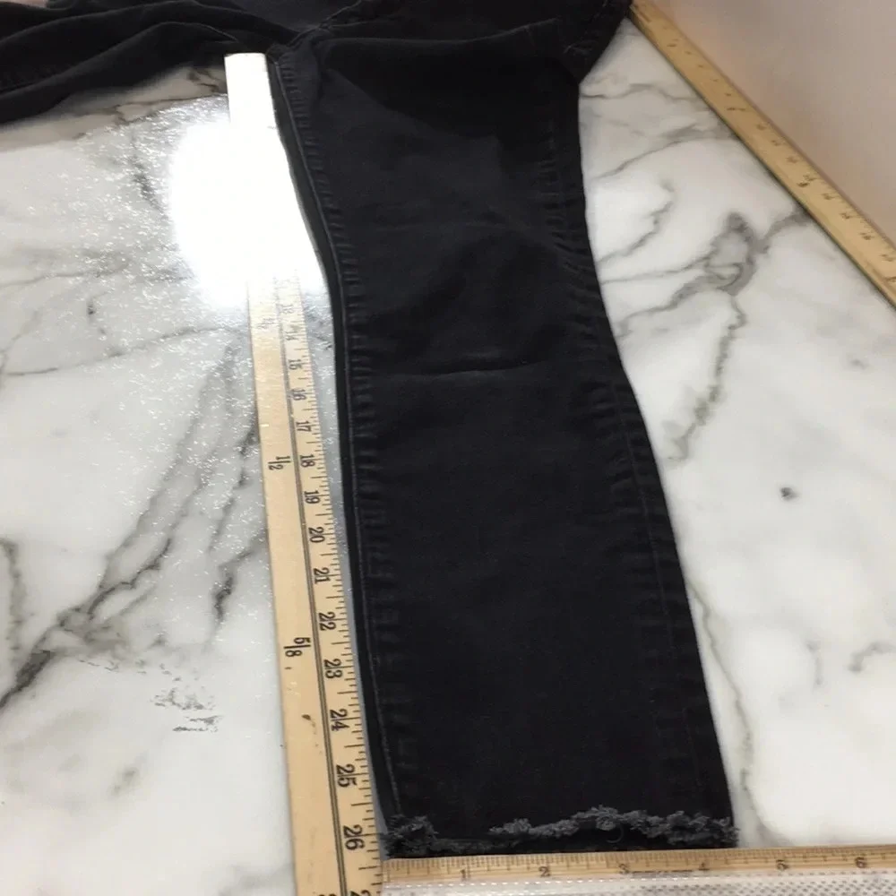 Club Monaco‎ High Rise Skinny Jeans Womens 26 Black Raw Hem Cotton Denim Ankle